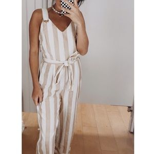 Tan and White jumpsuit